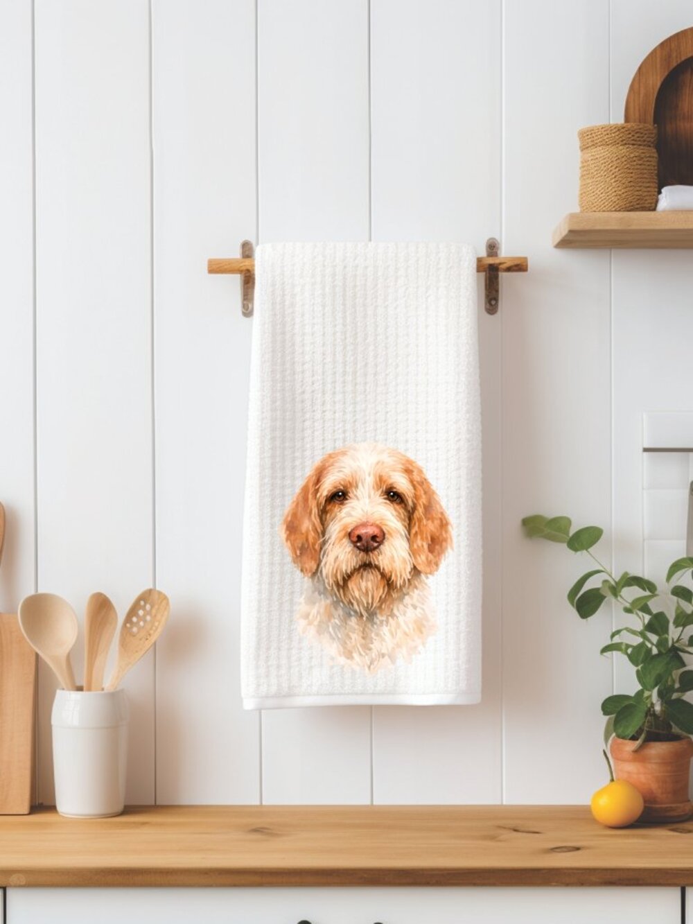 Italian Spinone Dog Waffle Weave Decorative Kitchen Tea Towel